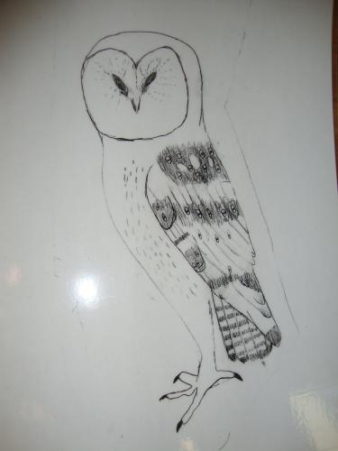  Emile se met à reproduire les dessins de La Hulotte. Quand on sait que l'atelier a duré 1/4 d'heure, on est impressionné par le résultat.