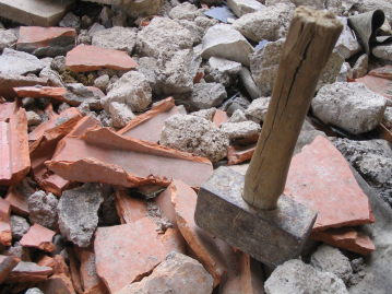 massette rustique de chantier, manche en frêne, d'époque